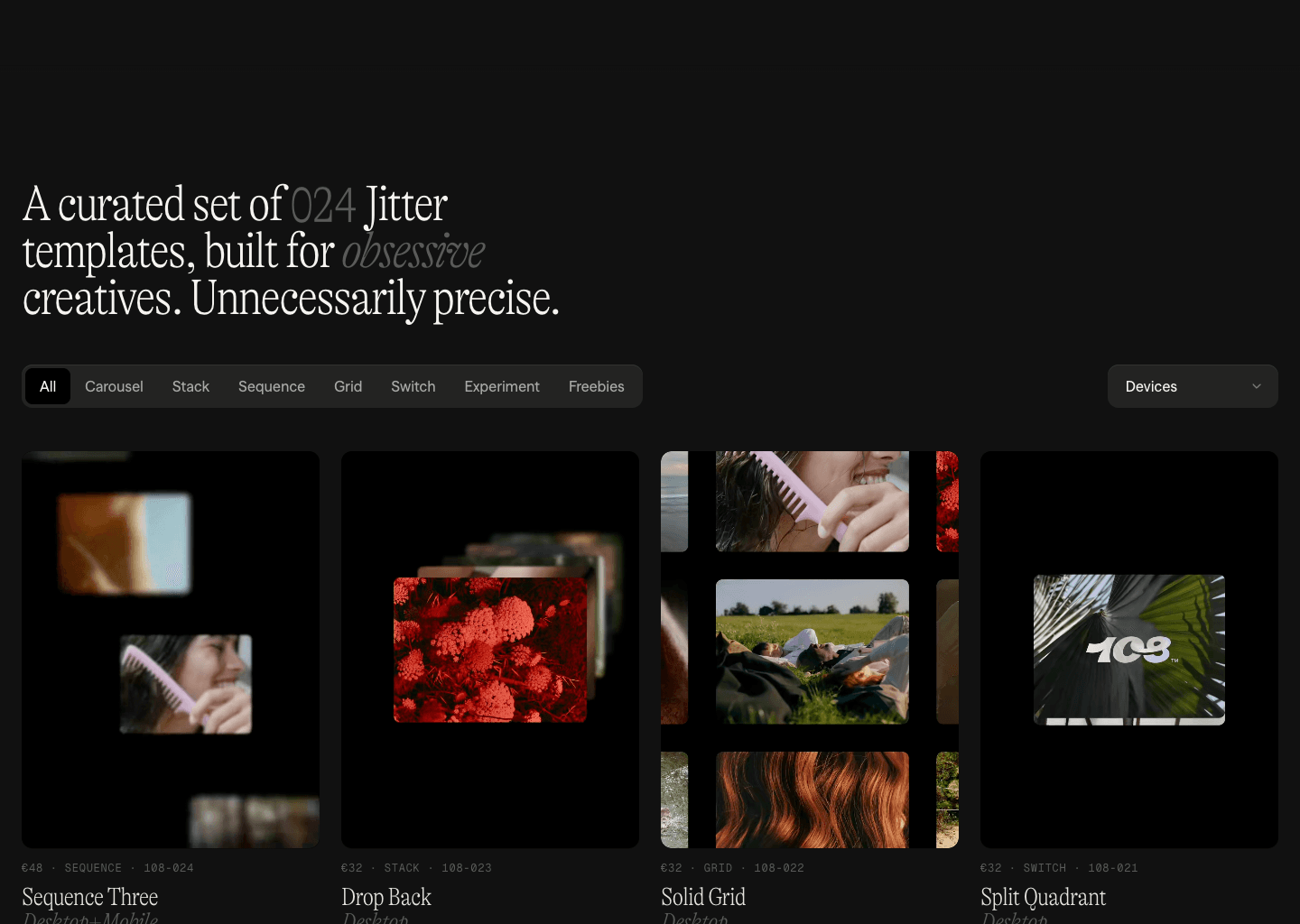 108™ Supply — Motion Templates for Jitter — website design on Landdding